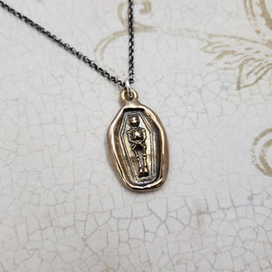 Skeleton Wax Seal Necklace in Bronze
