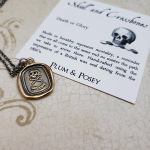 Skull and Crossbones 'Death or Glory'  Necklace in Bronze