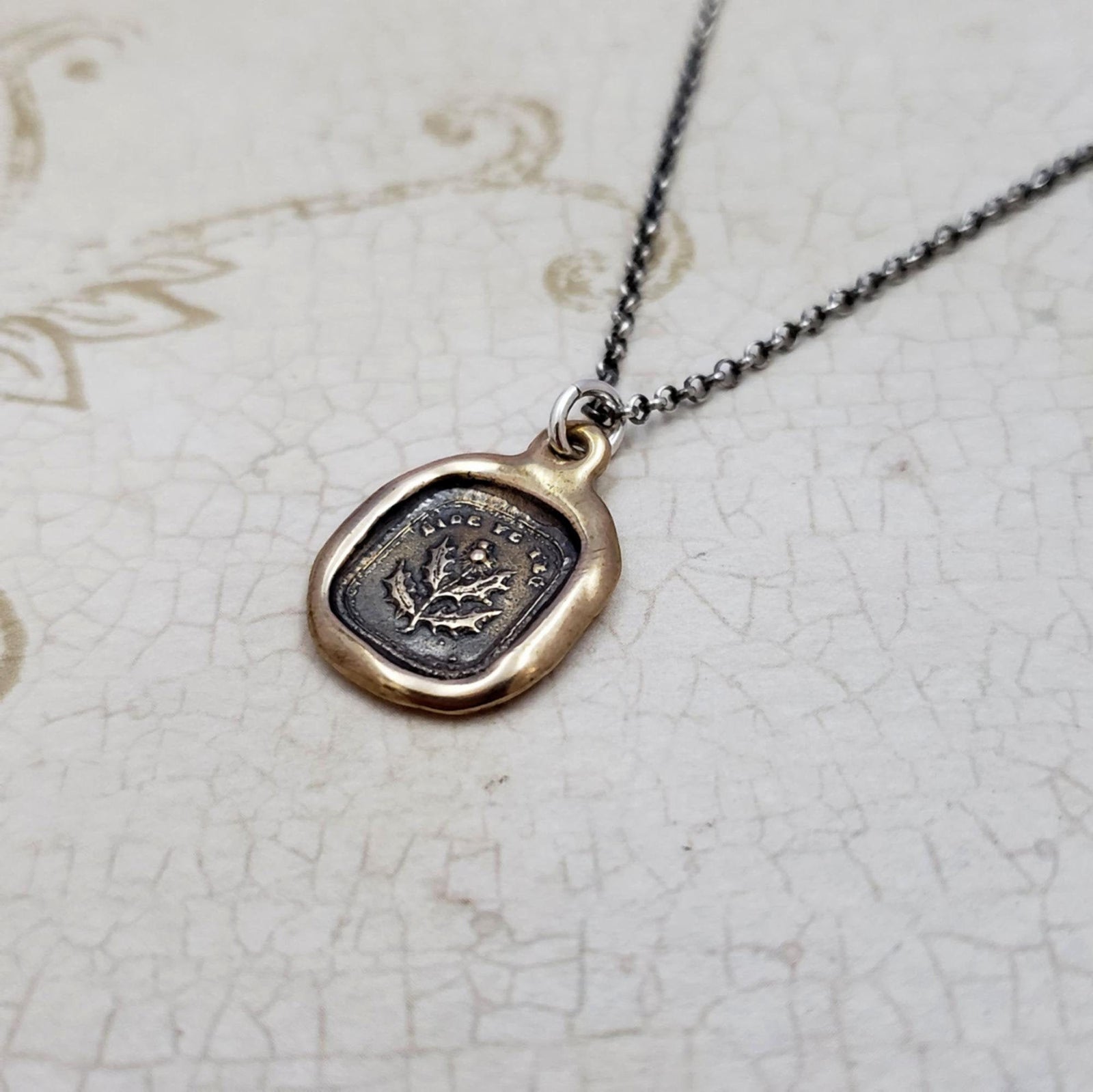 Scottish Thistle 'Bide Your Time' Necklace in Bronze