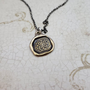 Jerusalem Cross Necklace in Bronze