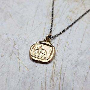 Elephant Necklace - My Strength is my Virtue in Gold Vermeil