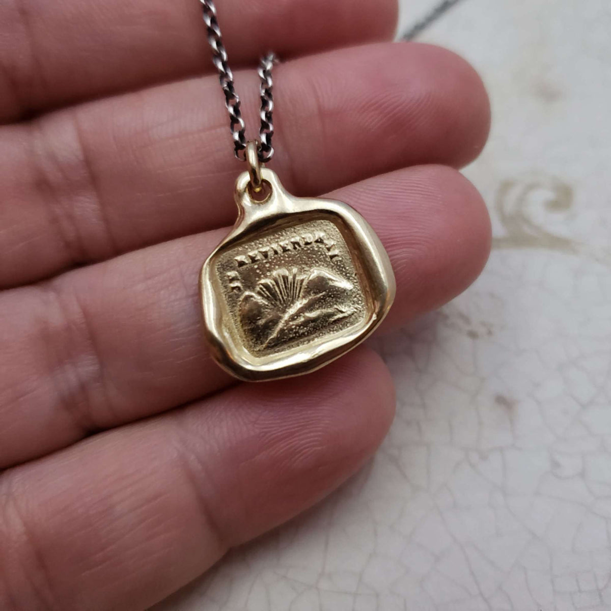 Rainbow - I Will Return Tomorrow Wax Seal necklace in Gold Vermeil