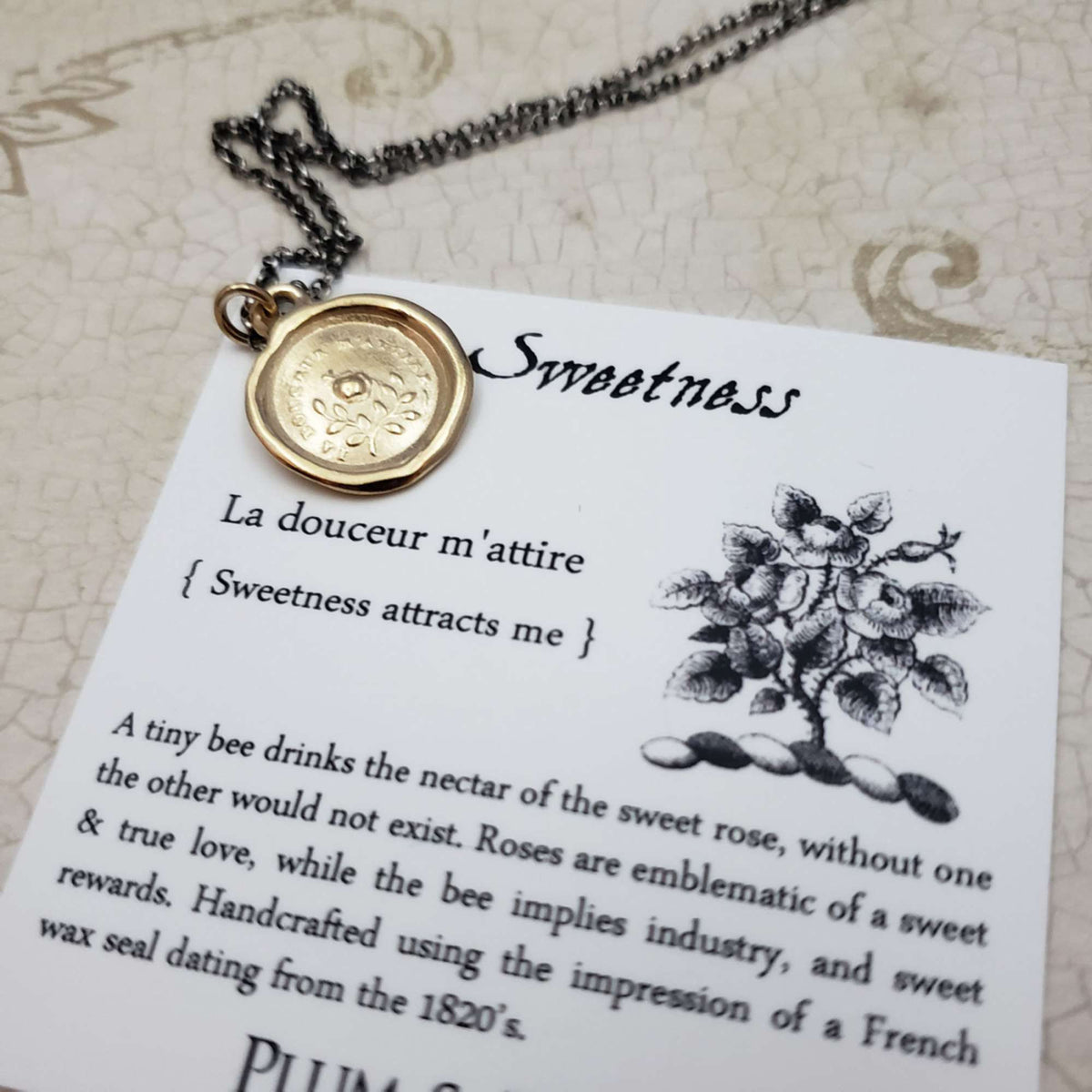 Bee and Rose - Sweetness Attracts Me in Gold Vermeil