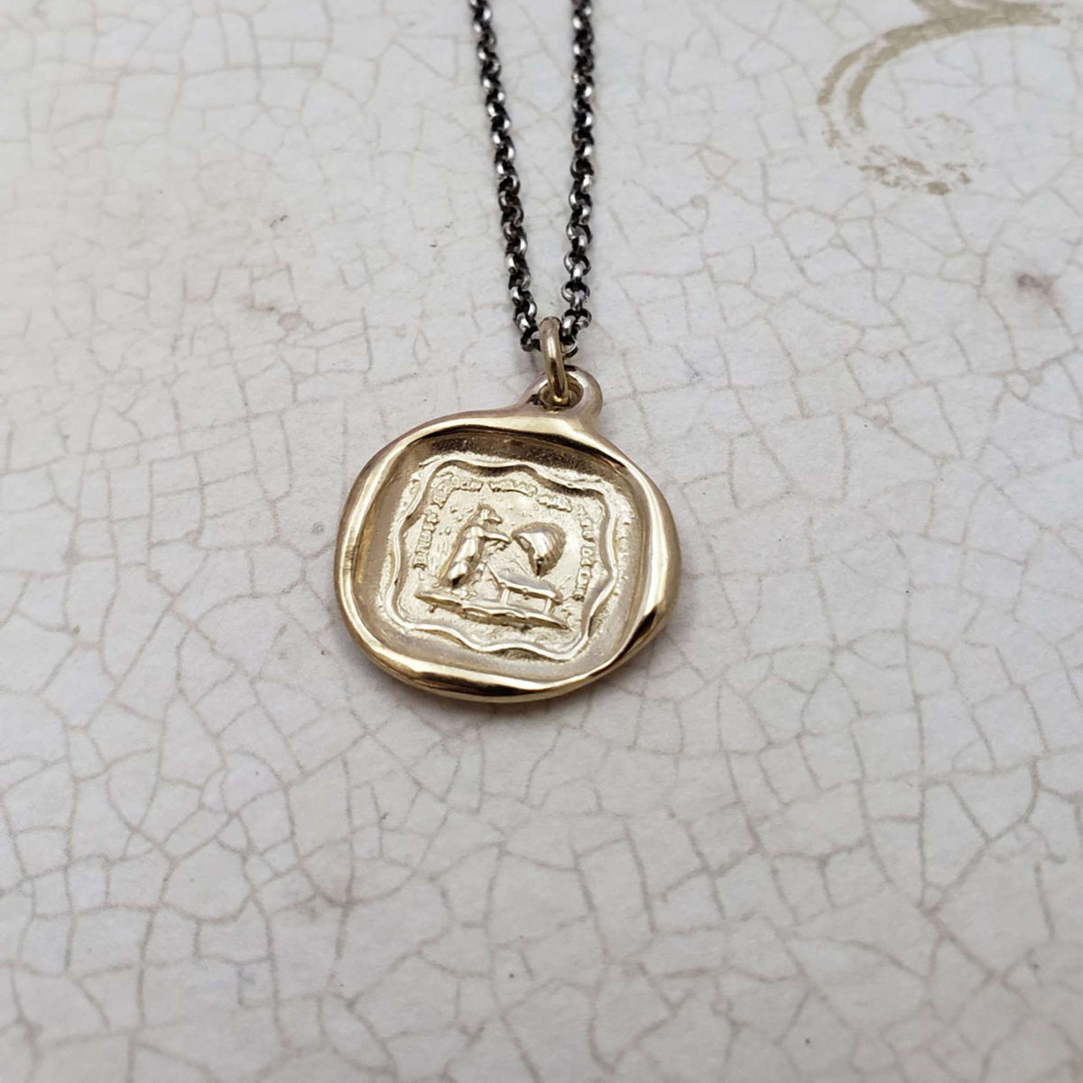 Brown bear what are you doing necklace in Gold Vermeil