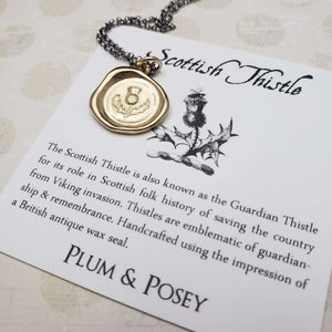 Scottish Thistle Wax Seal Pendant in Gold Vermeil