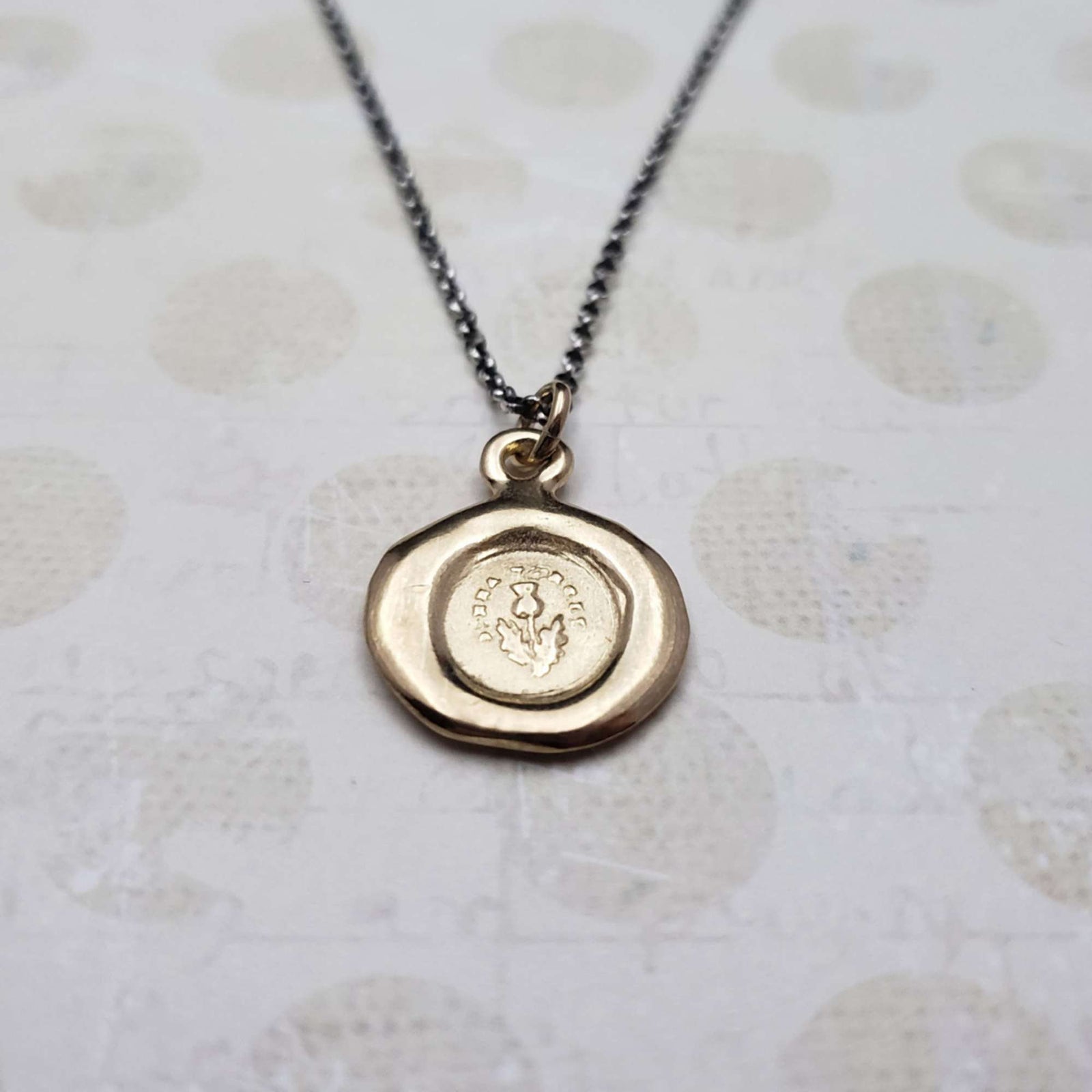 Dinna Forget Thistle Necklace in Gold Vermeil