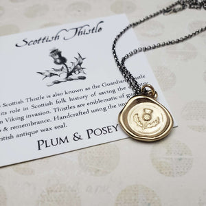 Scottish Thistle Wax Seal Pendant in Gold Vermeil