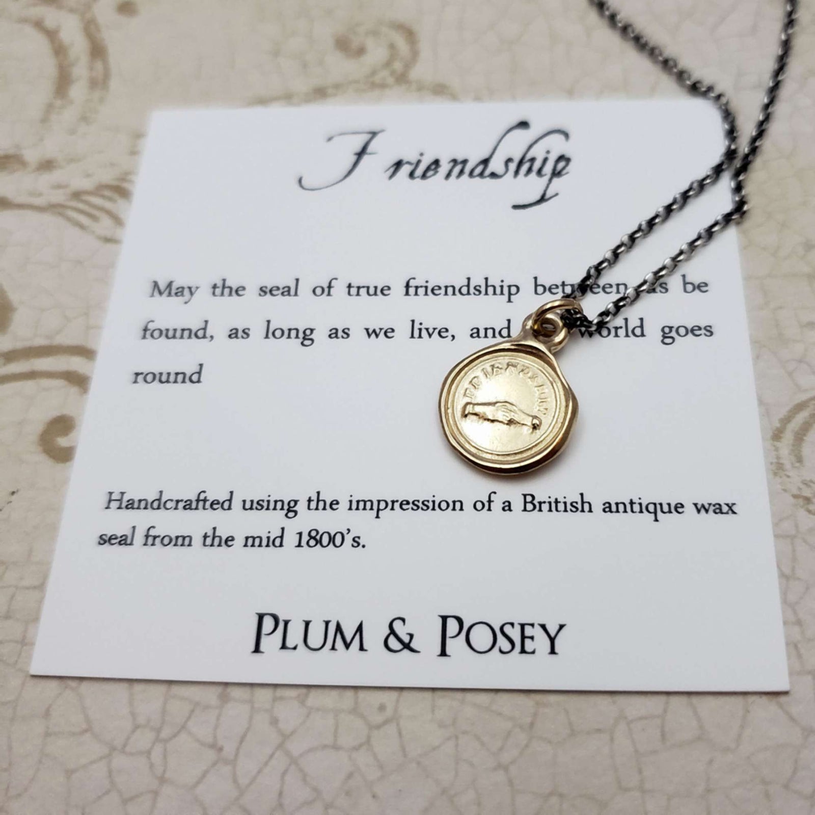 Friendship - Clasped Hands Friendship Necklace in Gold Vermeil