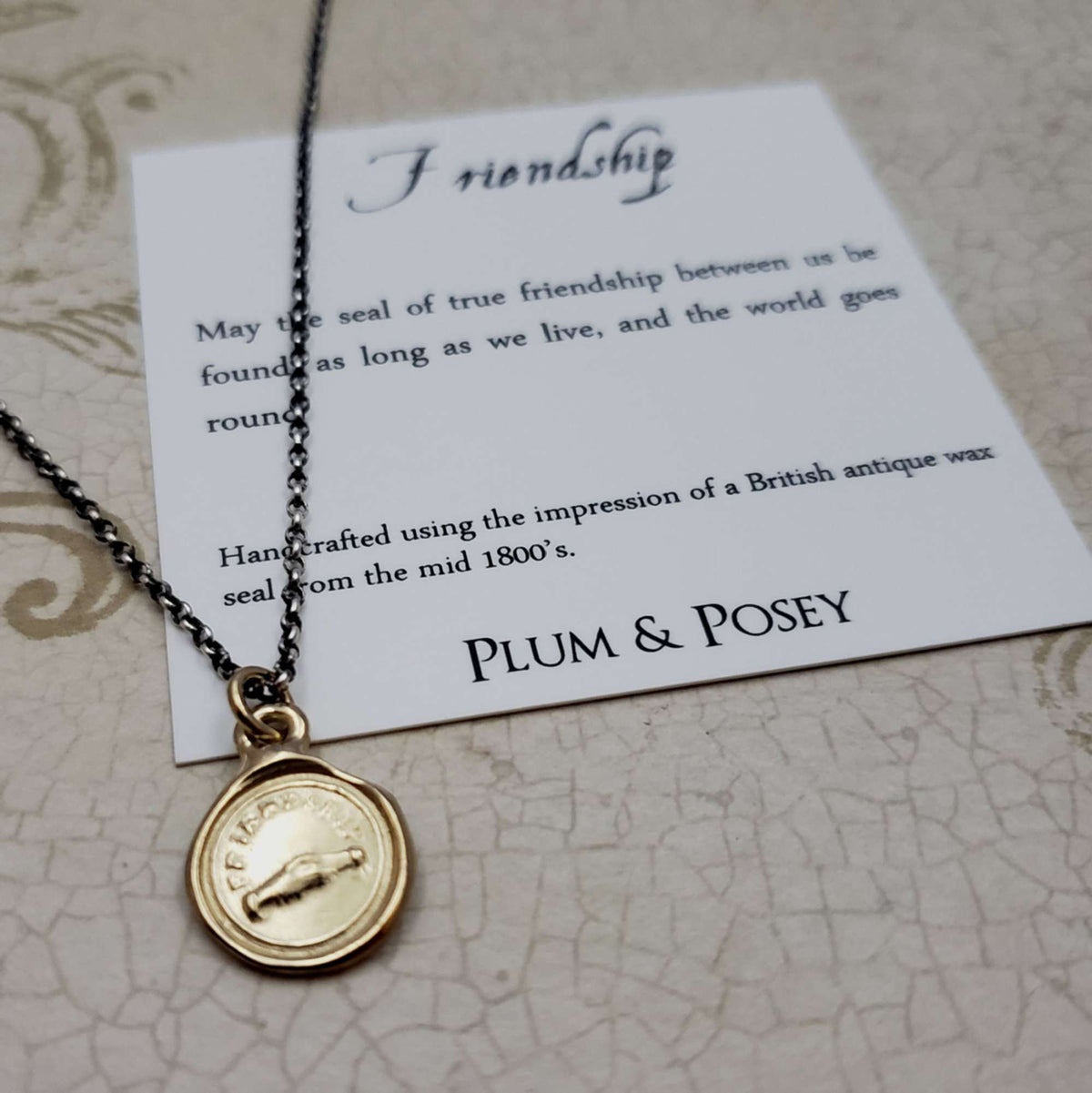 Friendship - Clasped Hands Friendship Necklace in Gold Vermeil