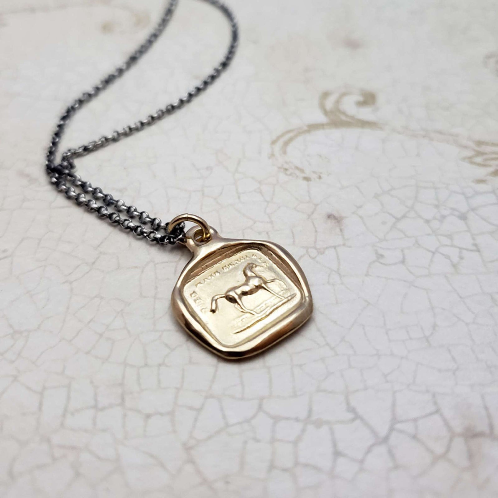 Horse Necklace in Gold Vermeil