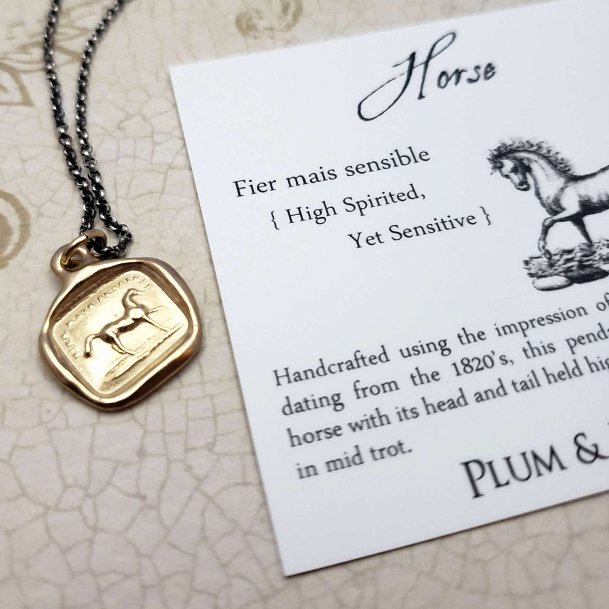 Horse Necklace in Gold Vermeil