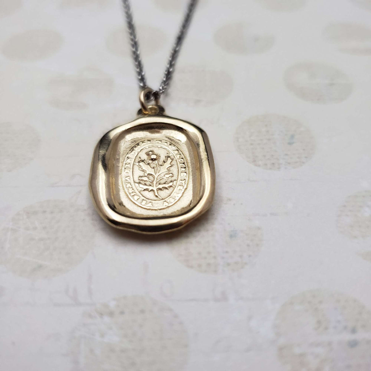 Thistle - &#39;Believe in yourself&#39; in Gold Vermeil