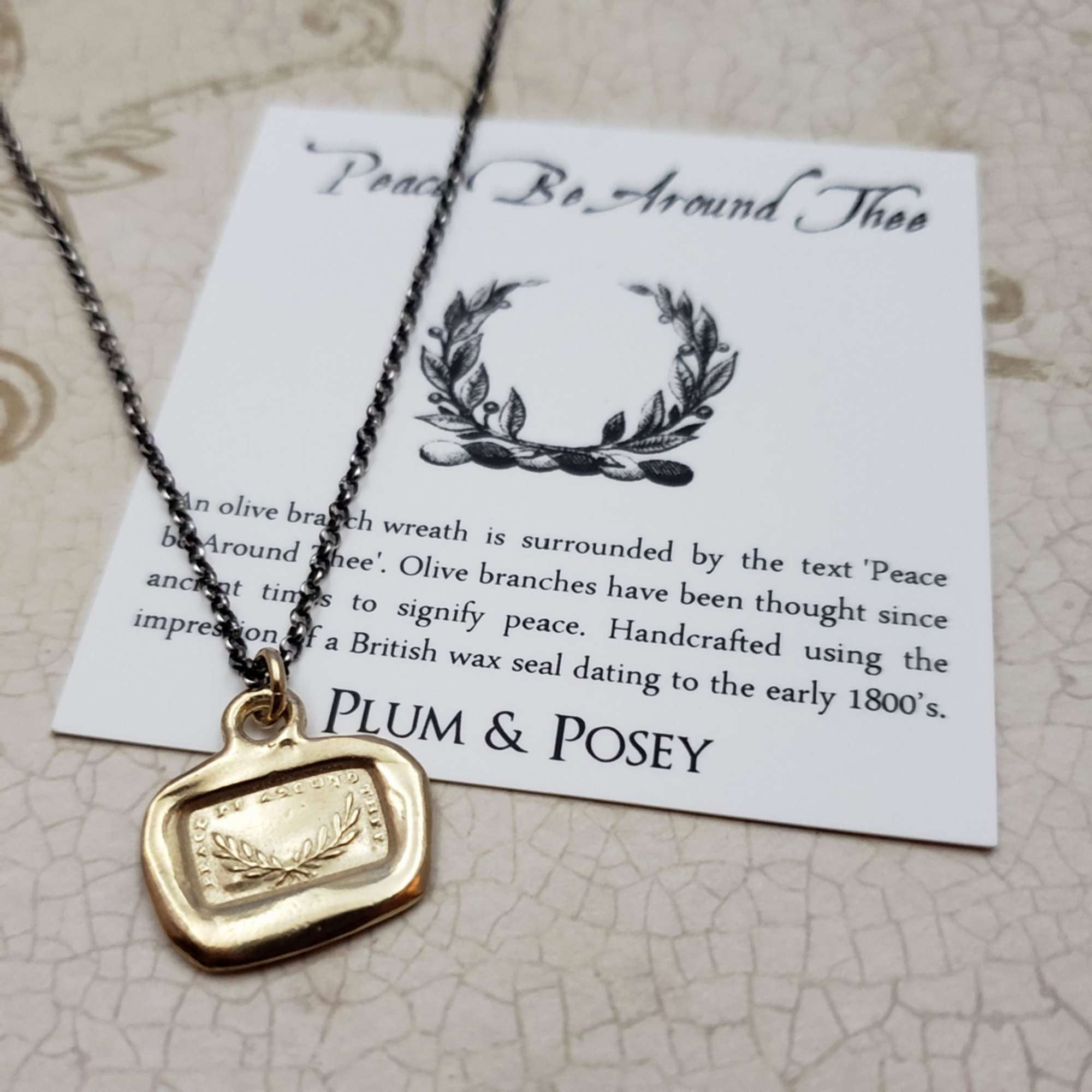 Peace Be Around Thee Wax Seal Pendant in Gold Vermeil