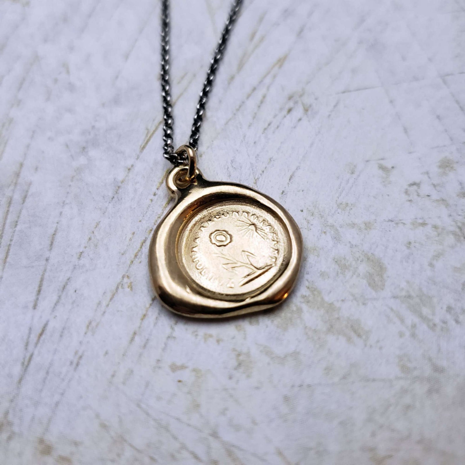 Gratitude Sunflower in Gold Vermeil