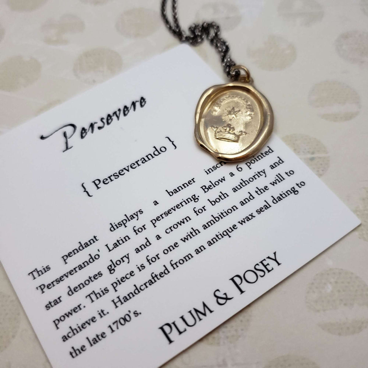 Star and Crown Wax Seal Necklace in Gold Vermeil