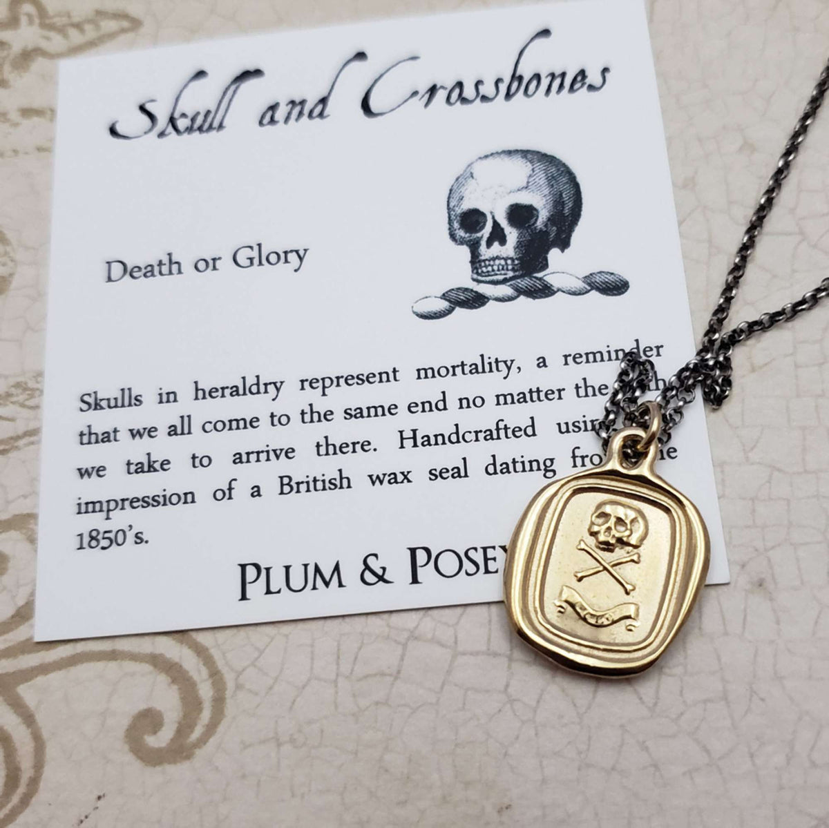Death or Glory Skull and Crossbones in Gold Vermeil