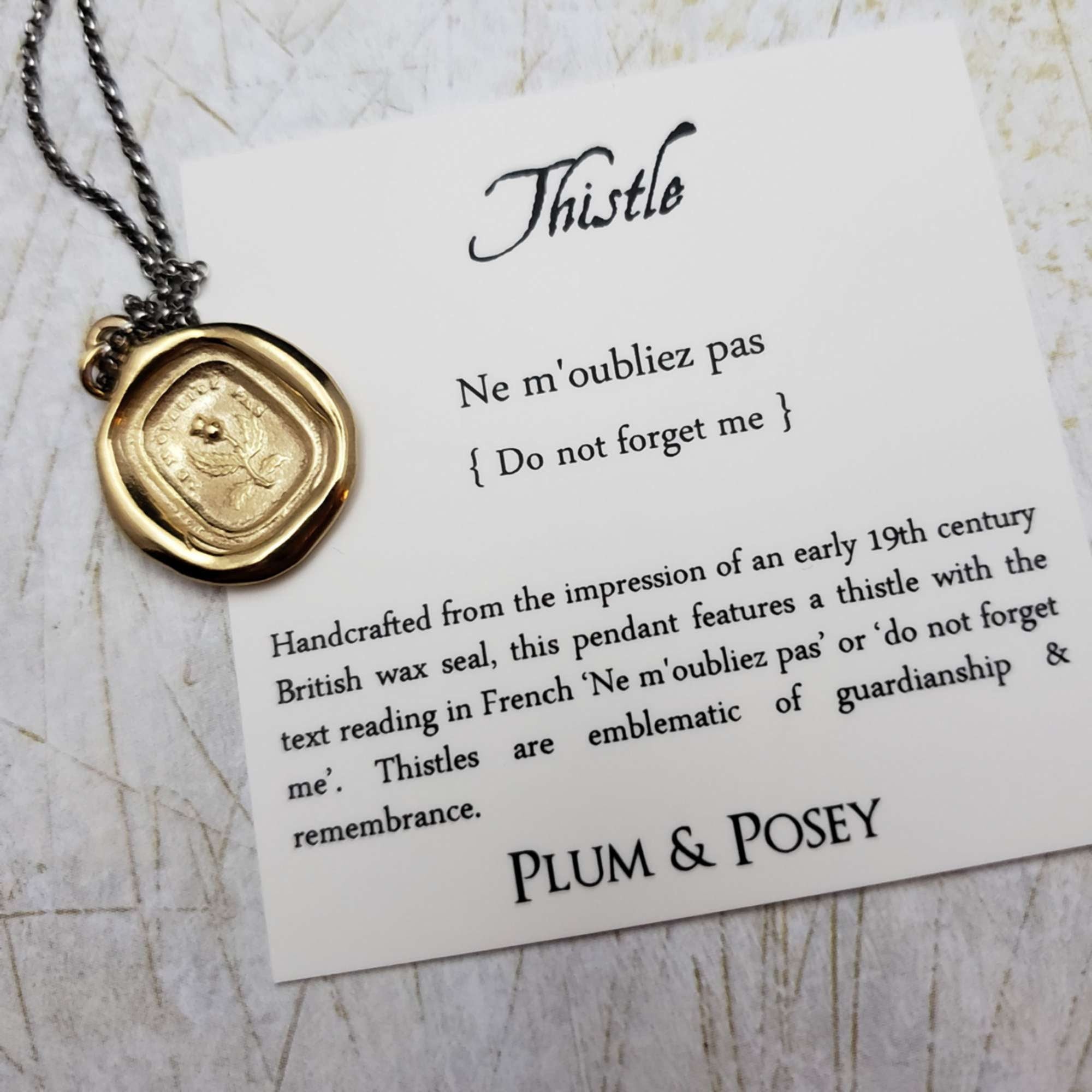 Thistle - Do Not Forget Me in Gold Vermeil