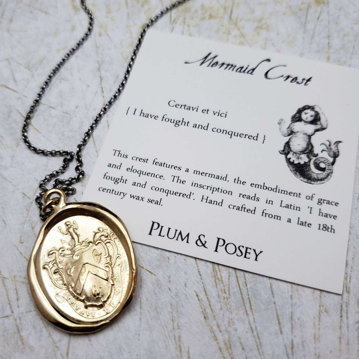 Mermaids Crest - Victorious -  in Gold Vermeil