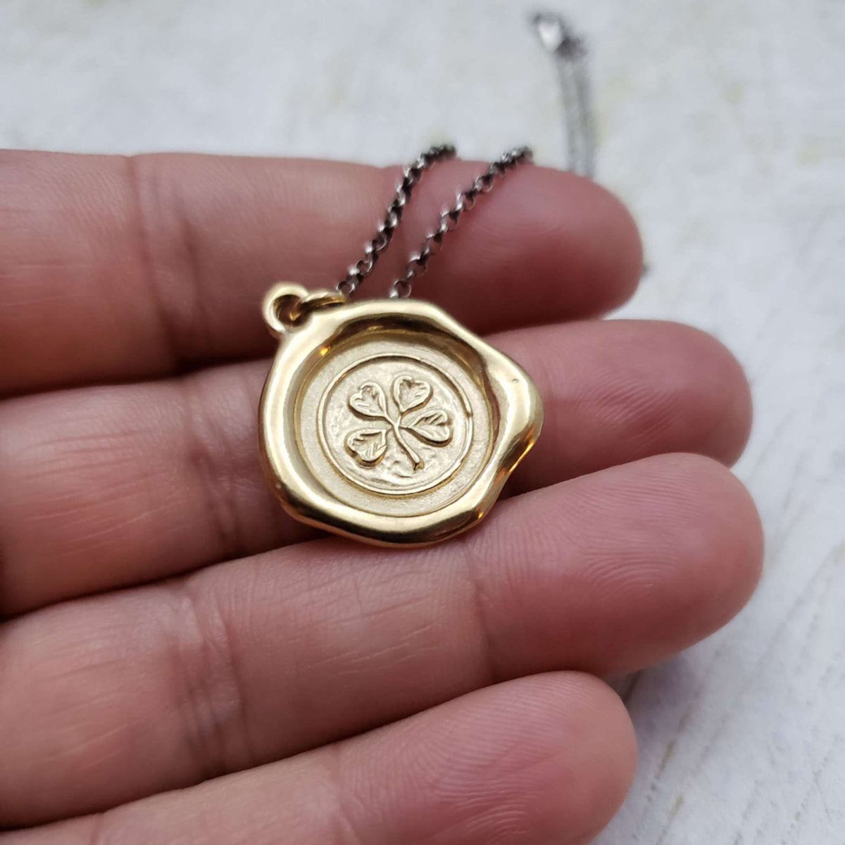 Four Leaf Clover Necklace in Gold Vermeil