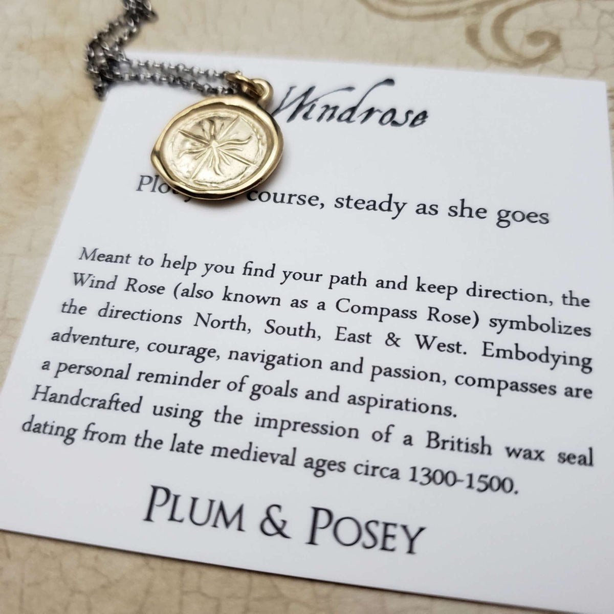 Windrose Compass in Gold Vermeil