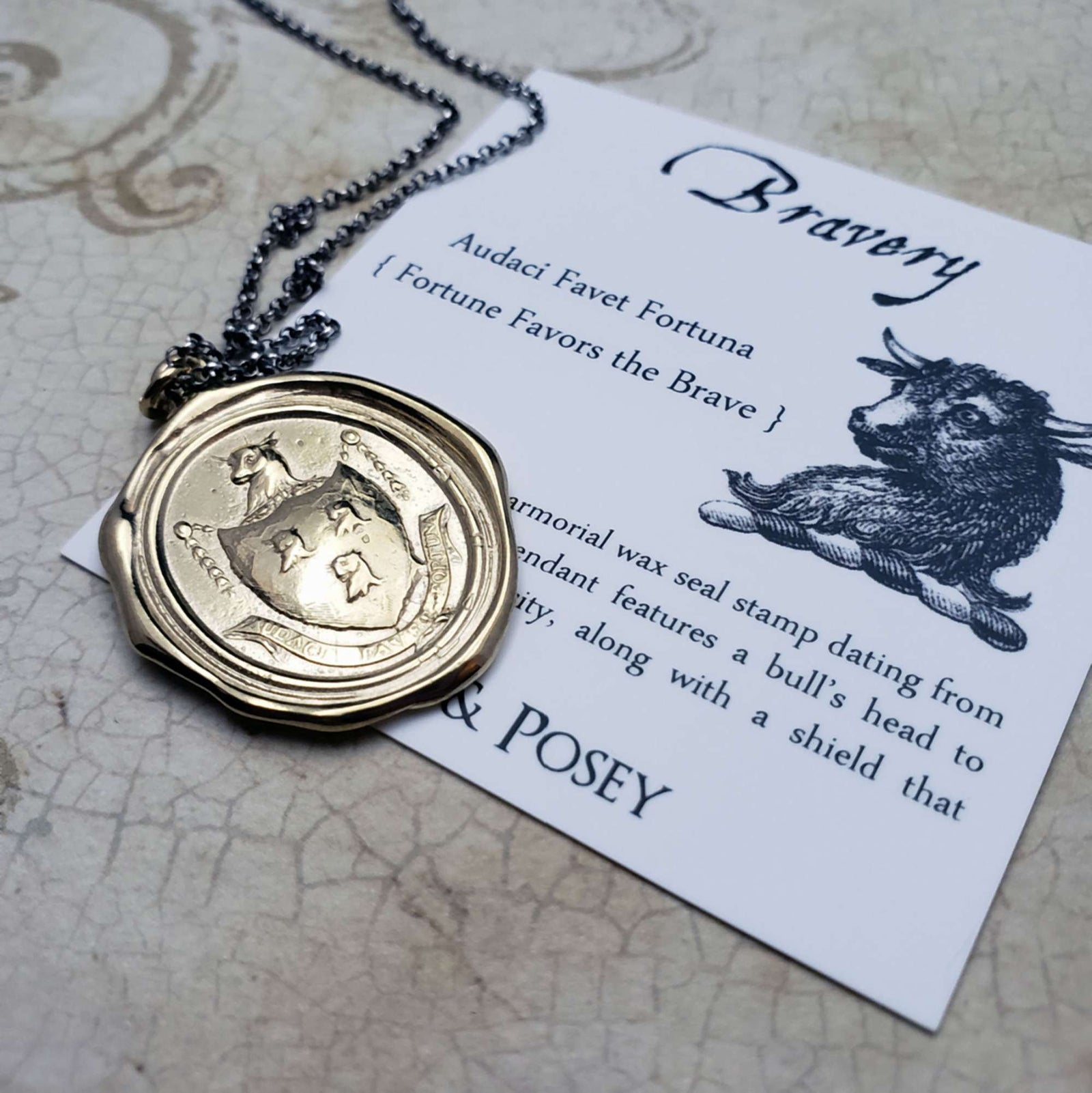 Fortune Favors the Brave Necklace in Gold Vermeil