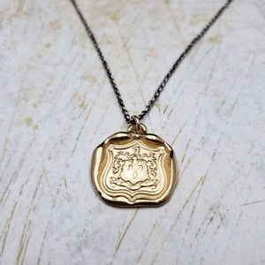 Wolf Crest - 'While I Breathe I Hope' Necklace in Gold Vermeil