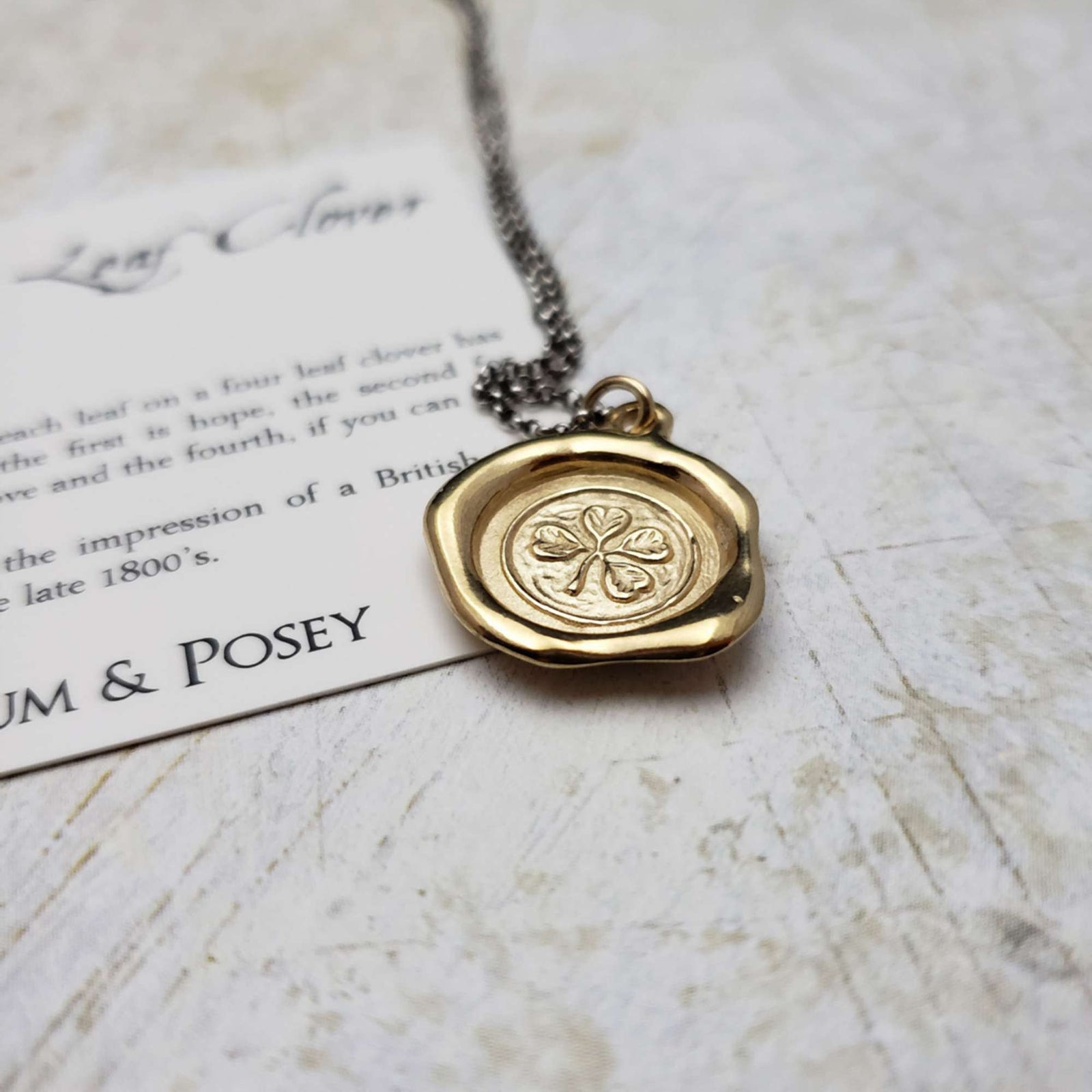 Four Leaf Clover Necklace in Gold Vermeil