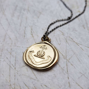 Moon and Sword Pendant -Through difficulties to the heights in Gold Vermeil