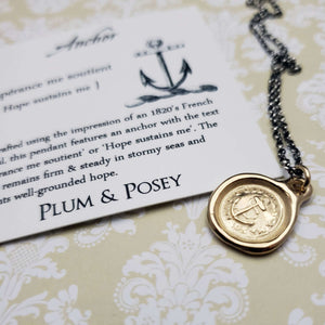 Hope Sustains Me Anchor Necklace in Gold Vermeil