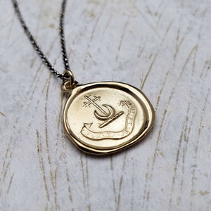 Moon and Sword Pendant -Through difficulties to the heights in Gold Vermeil