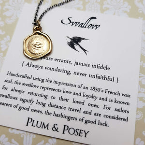 Swallow - Loyalty and Love Pendant in Gold Vermeil