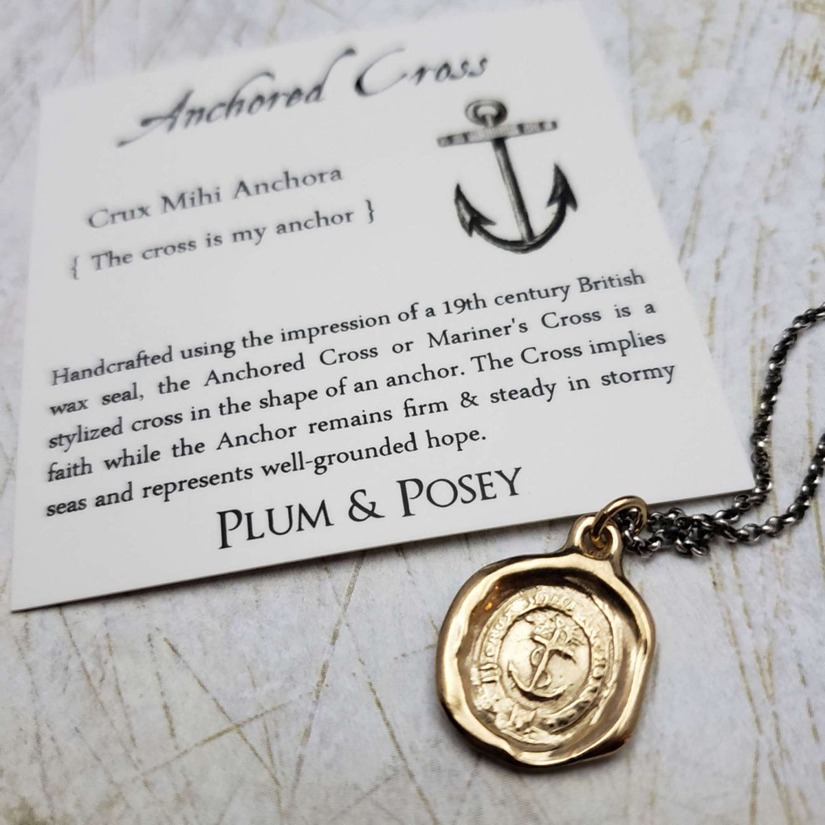 Anchored Cross Necklace in Gold Vermeil