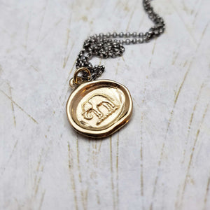 Elephant Wax Seal Pendant in Gold Vermeil