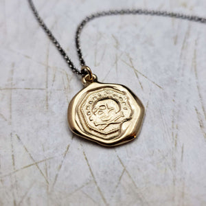 Skull & Crossbones Memento Mori Necklace in Gold Vermeil