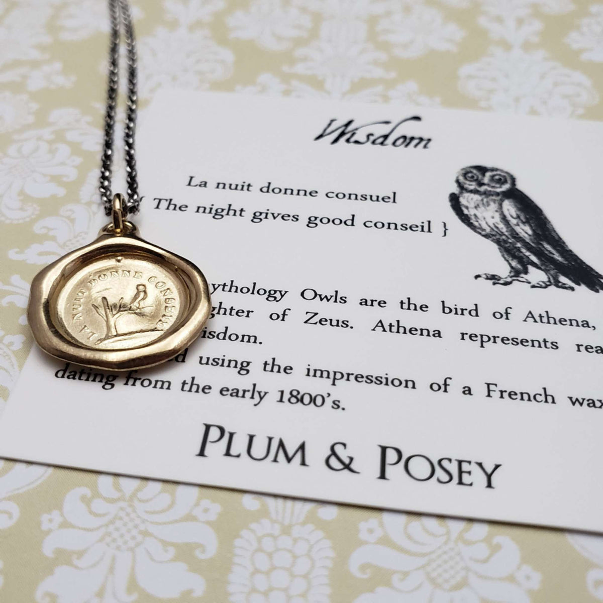 Owl - The night is full of wisdom in Gold Vermeil