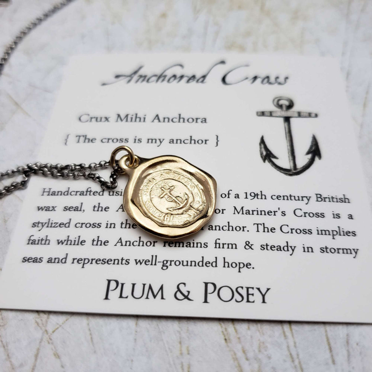 Anchored Cross Necklace in Gold Vermeil