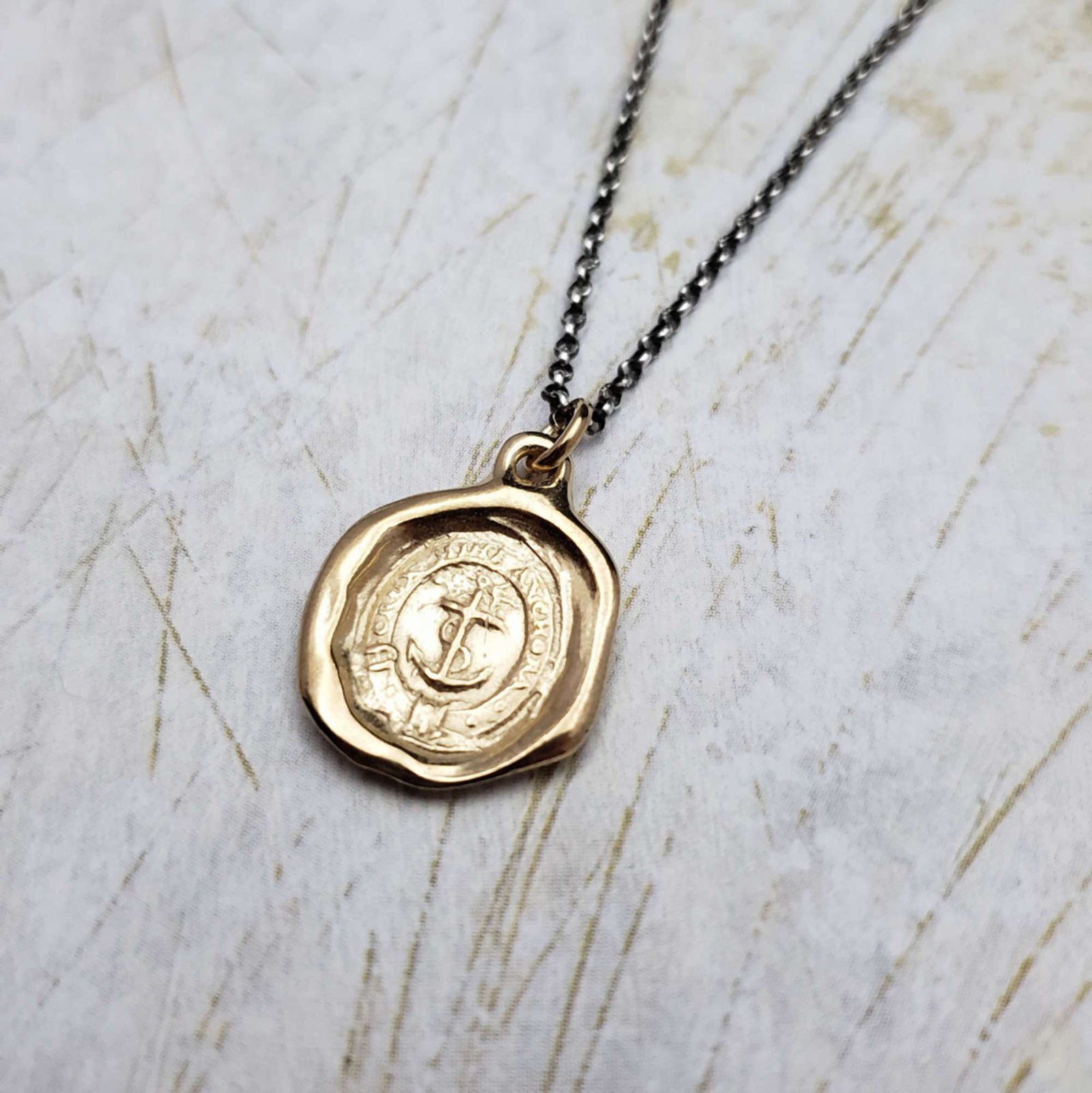 Anchored Cross Necklace in Gold Vermeil