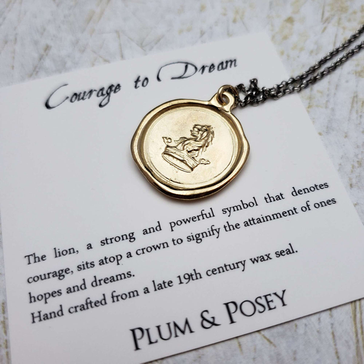 Lion &amp; Crown Wax Seal Pendant in Gold Vermeil