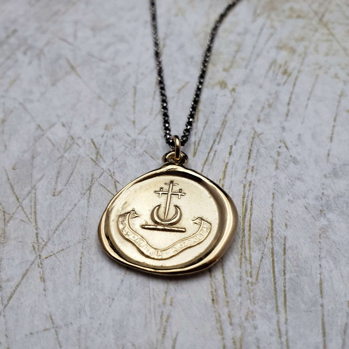 Moon and Sword Pendant -Through difficulties to the heights in Gold Vermeil