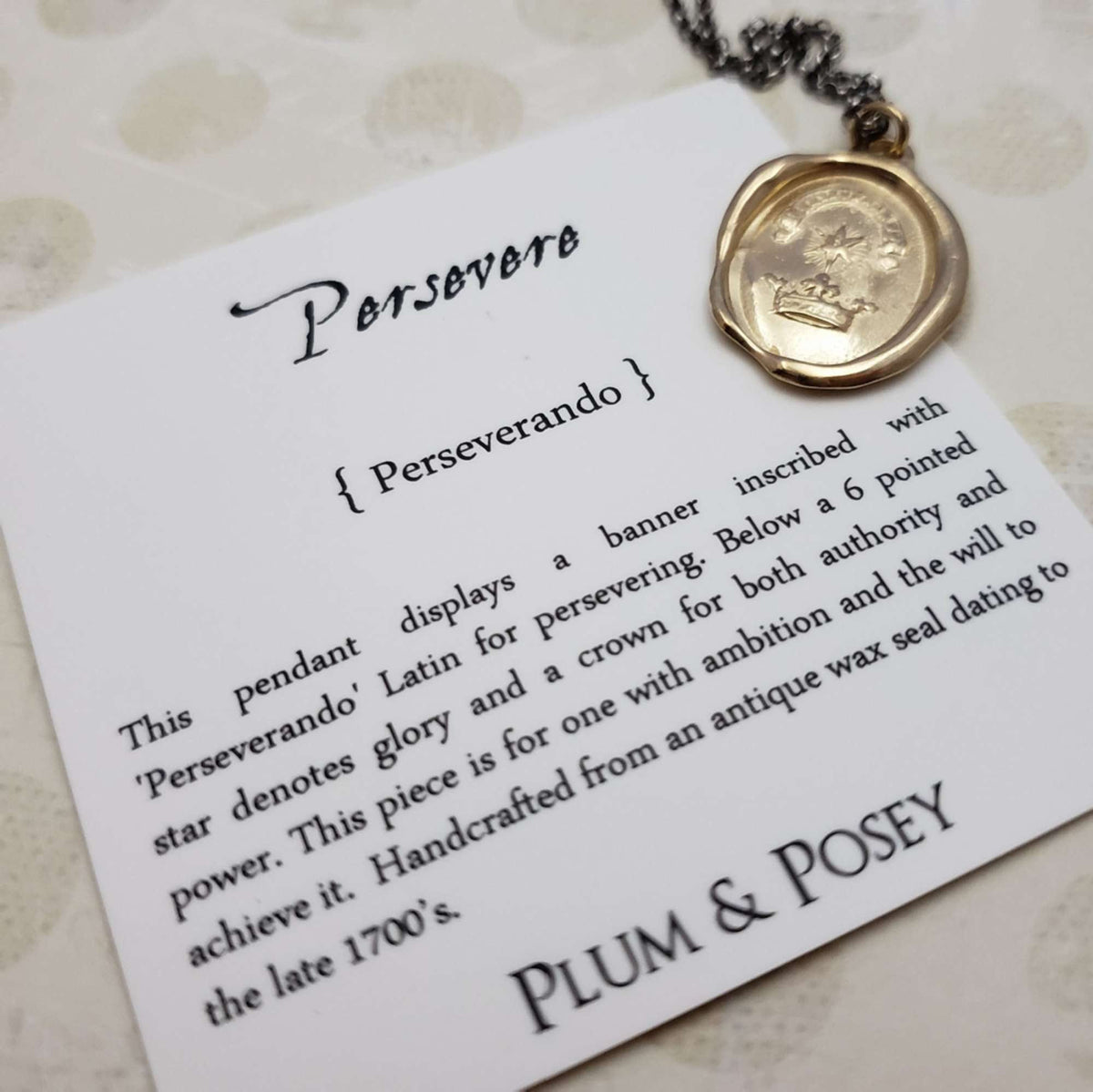 Star and Crown Wax Seal Necklace in Gold Vermeil