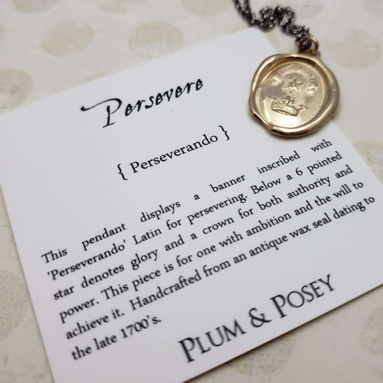 Star and Crown Wax Seal Necklace in Gold Vermeil