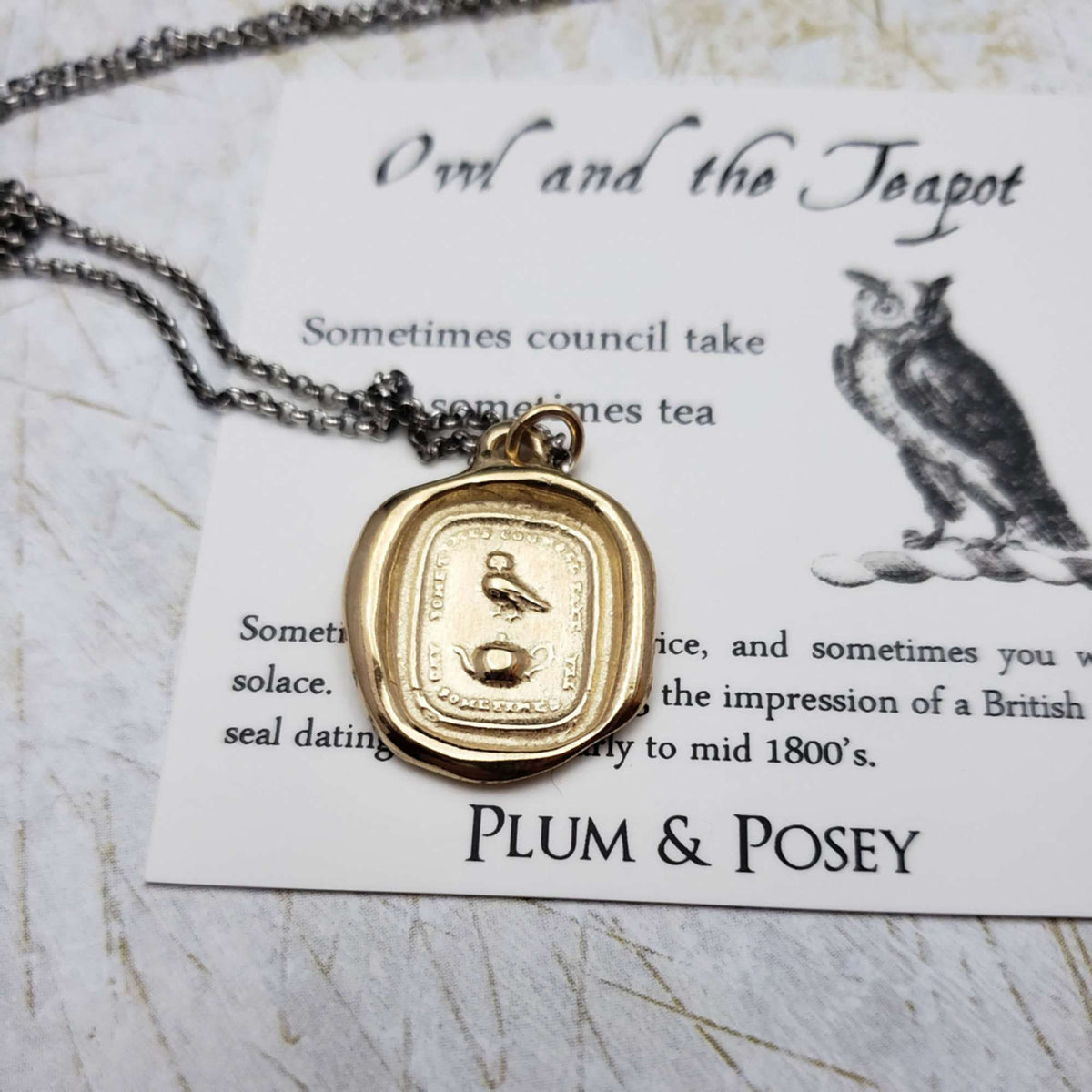 Council and Comfort - Owl and Teapot in Gold Vermeil