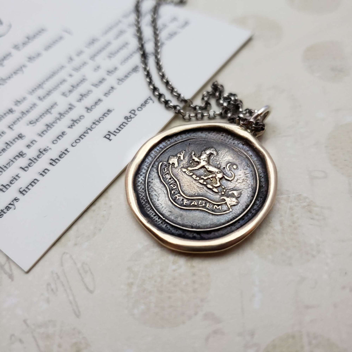 Lion Semper Eadem - Latin  &#39;Always the Same&#39; in bronze