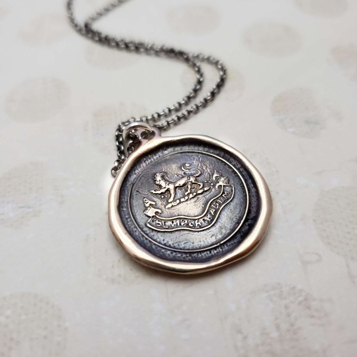 Lion Semper Eadem - Latin  &#39;Always the Same&#39; in bronze