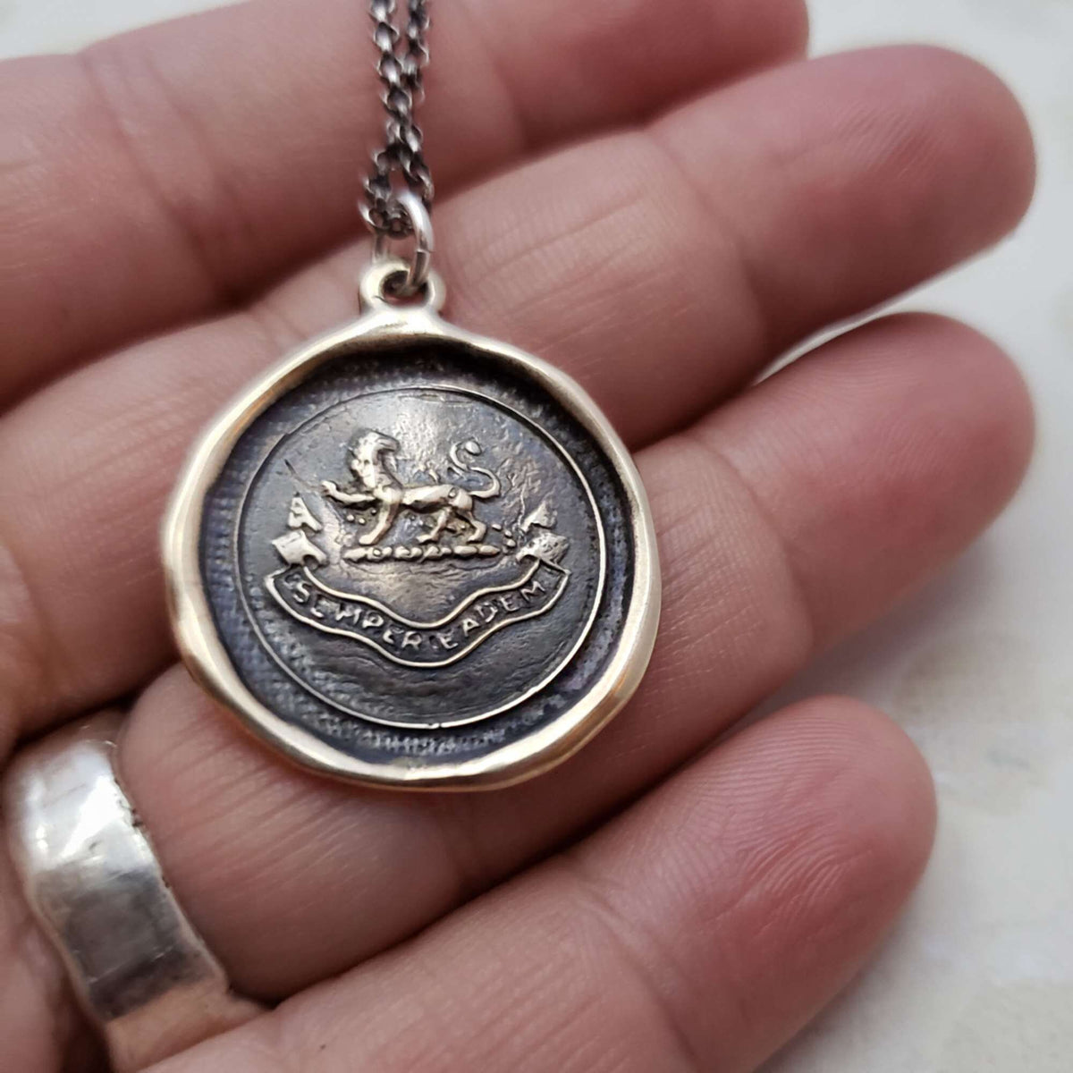 Lion Semper Eadem - Latin  &#39;Always the Same&#39; in bronze