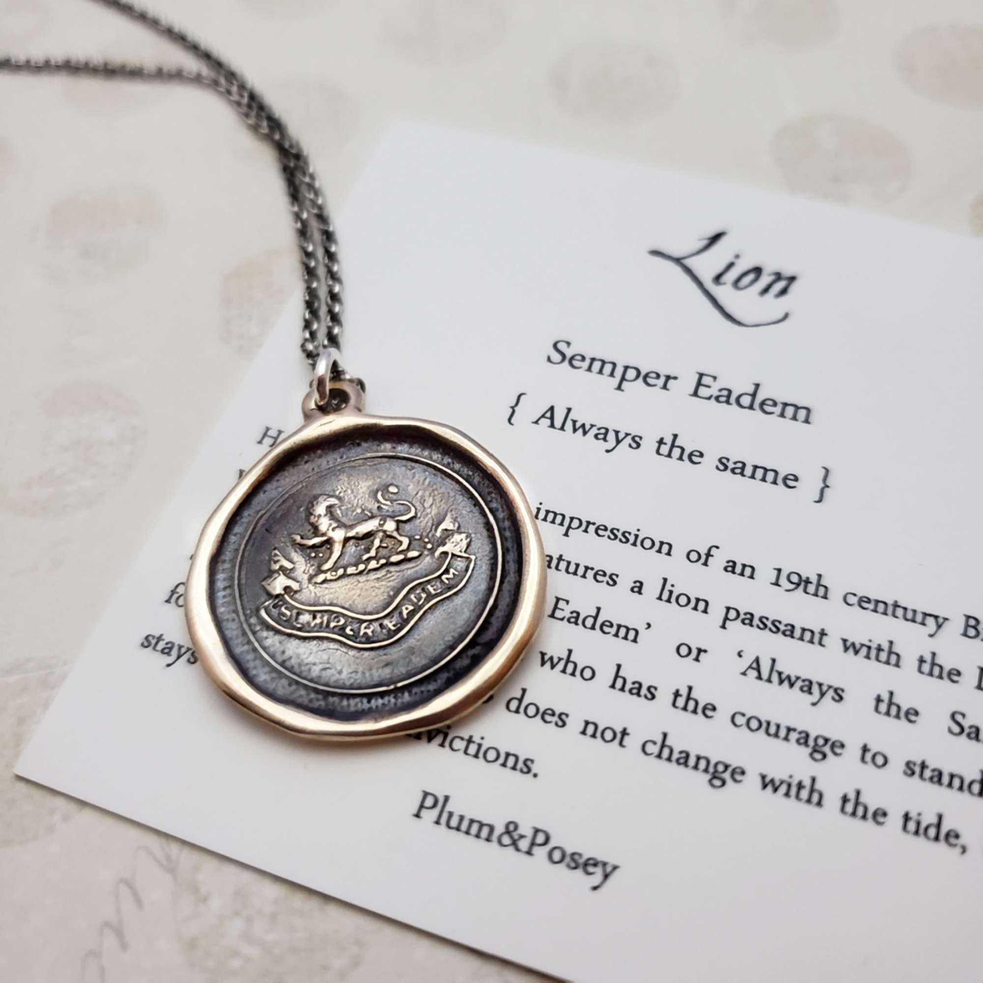 Lion Semper Eadem - Latin  'Always the Same' in bronze