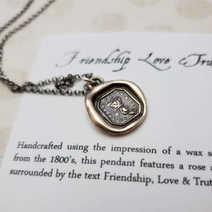 Rose and Crown - Friendship, Love and Truth in bronze