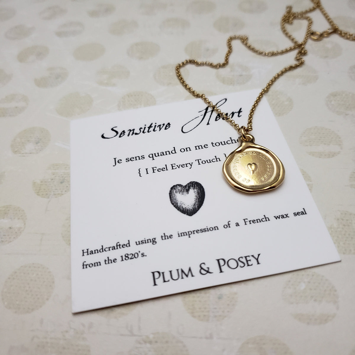 Sensitive Heart - I feel every touch in Gold Vermeil