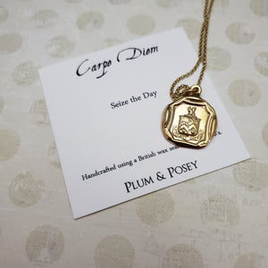 Carpe Diem - Squirrel and Owls 'Seize the Day' in Gold Vermeil