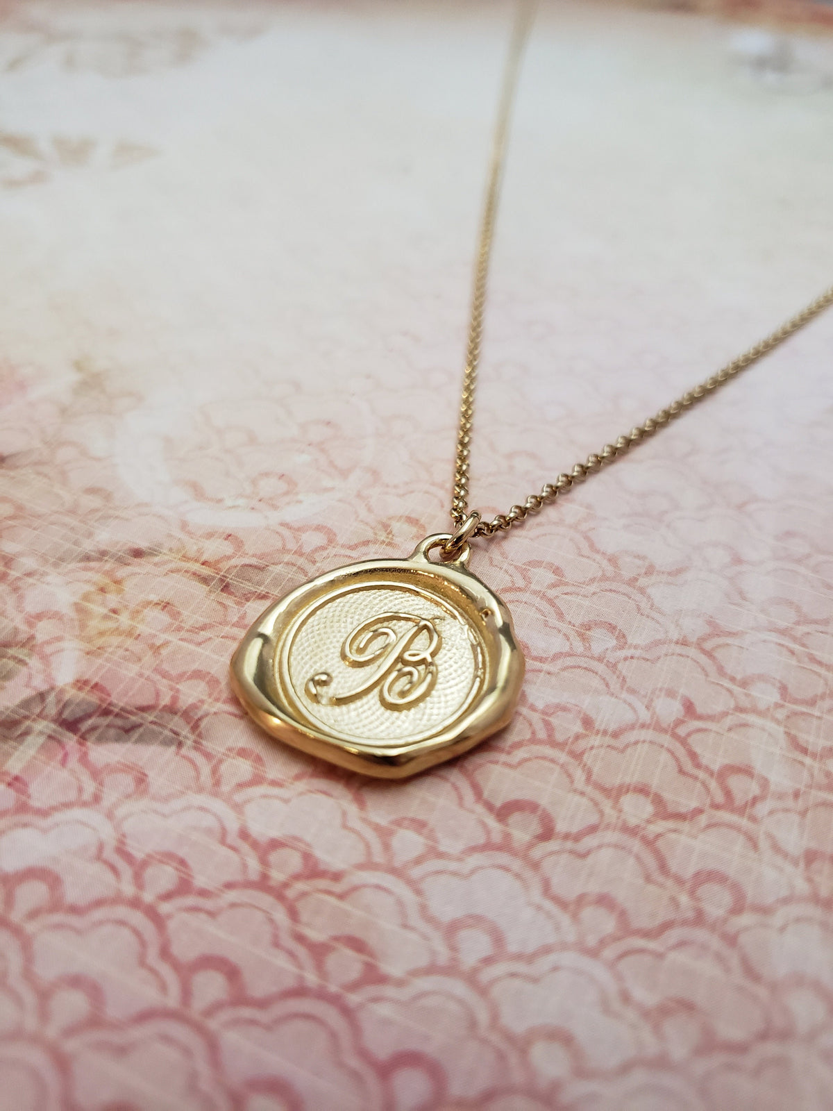 Letter B in gold vermeil